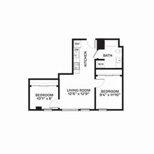Two Bed One Bath E1 207 floor plan